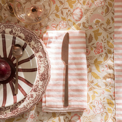 Serviette de table Bohème Blush 45x45 50% coton - 50% lin,  Serviette de table Bohème Blush 45x45 50% coton - 50% lin